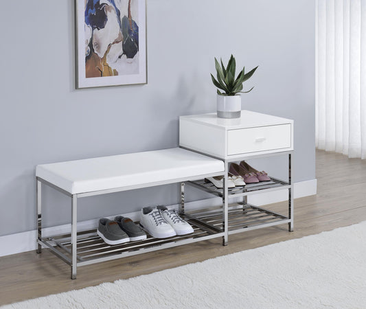 Siega Storage Bench in White High Gloss - Coaster Furniture