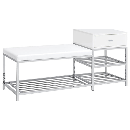 Siega Storage Bench in White High Gloss - Coaster Furniture