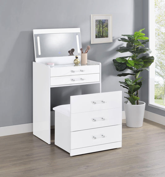 Danbury Vanity Set in White High Gloss - Coaster Furniture