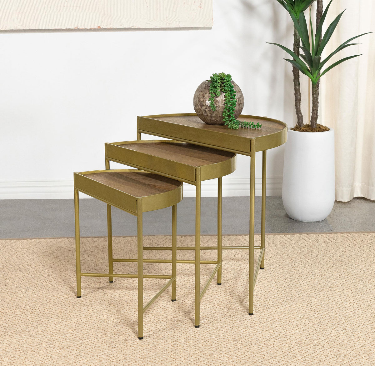 Tristen 3-Piece Nesting Table in Brown - Coaster Furniture