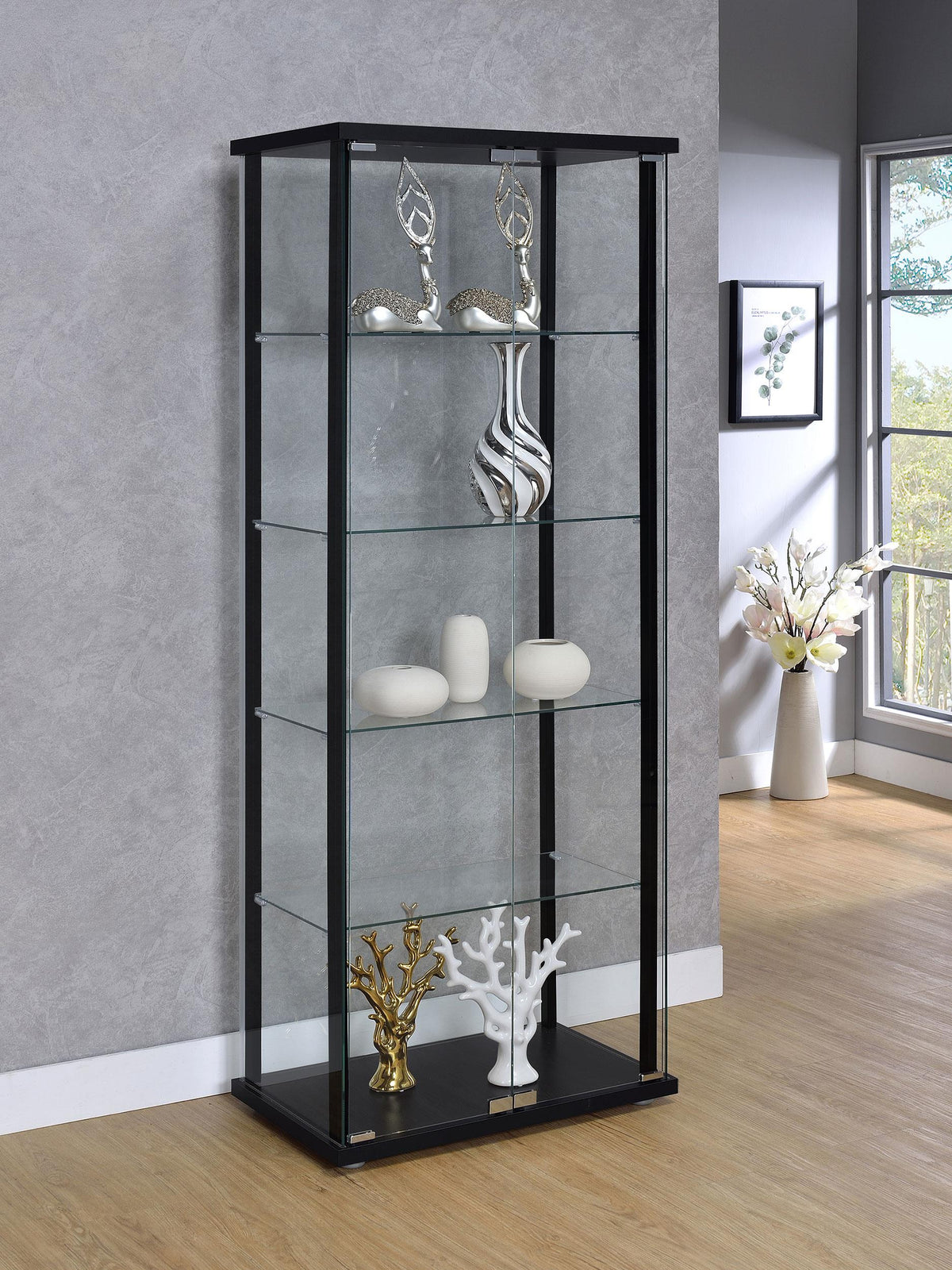 Delphinium Curio Cabinet in Black - Coaster Furniture
