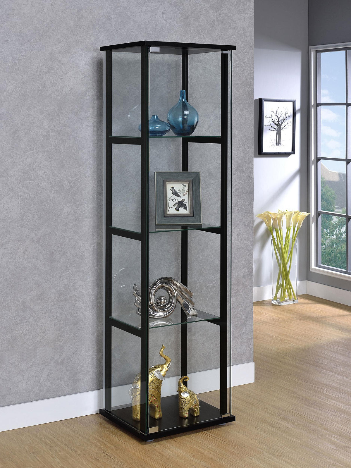 Delphinium Curio Cabinet in Black - Coaster Furniture