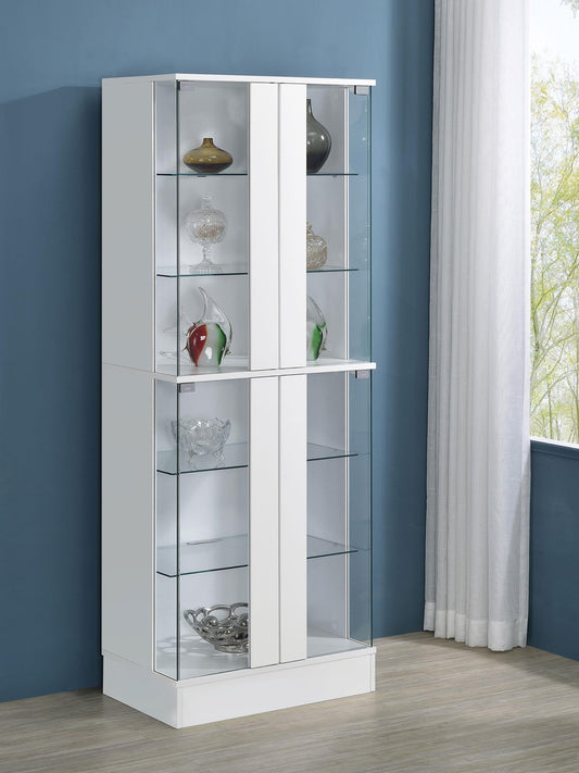 Mariska Curio Cabinet in Distressed White - Coaster Furniture