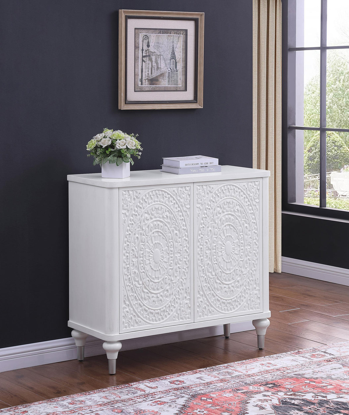 Cardella Accent Cabinet in Distressed White - Coaster Furniture