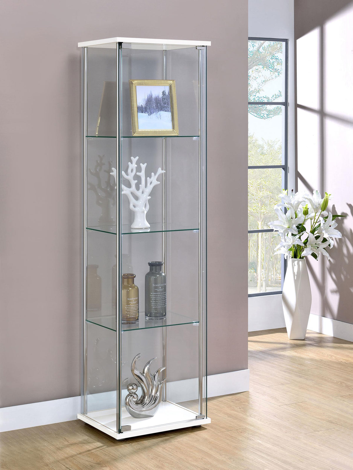 Bellatrix Curio Cabinet in White - Coaster Furniture