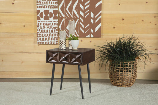 Ezra Side Table in Dark Coffee Brown - Coaster Furniture
