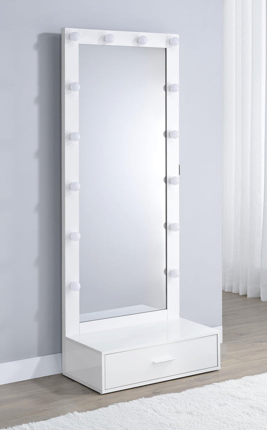 Spector Floor Mirror in White High Gloss - Coaster Furniture