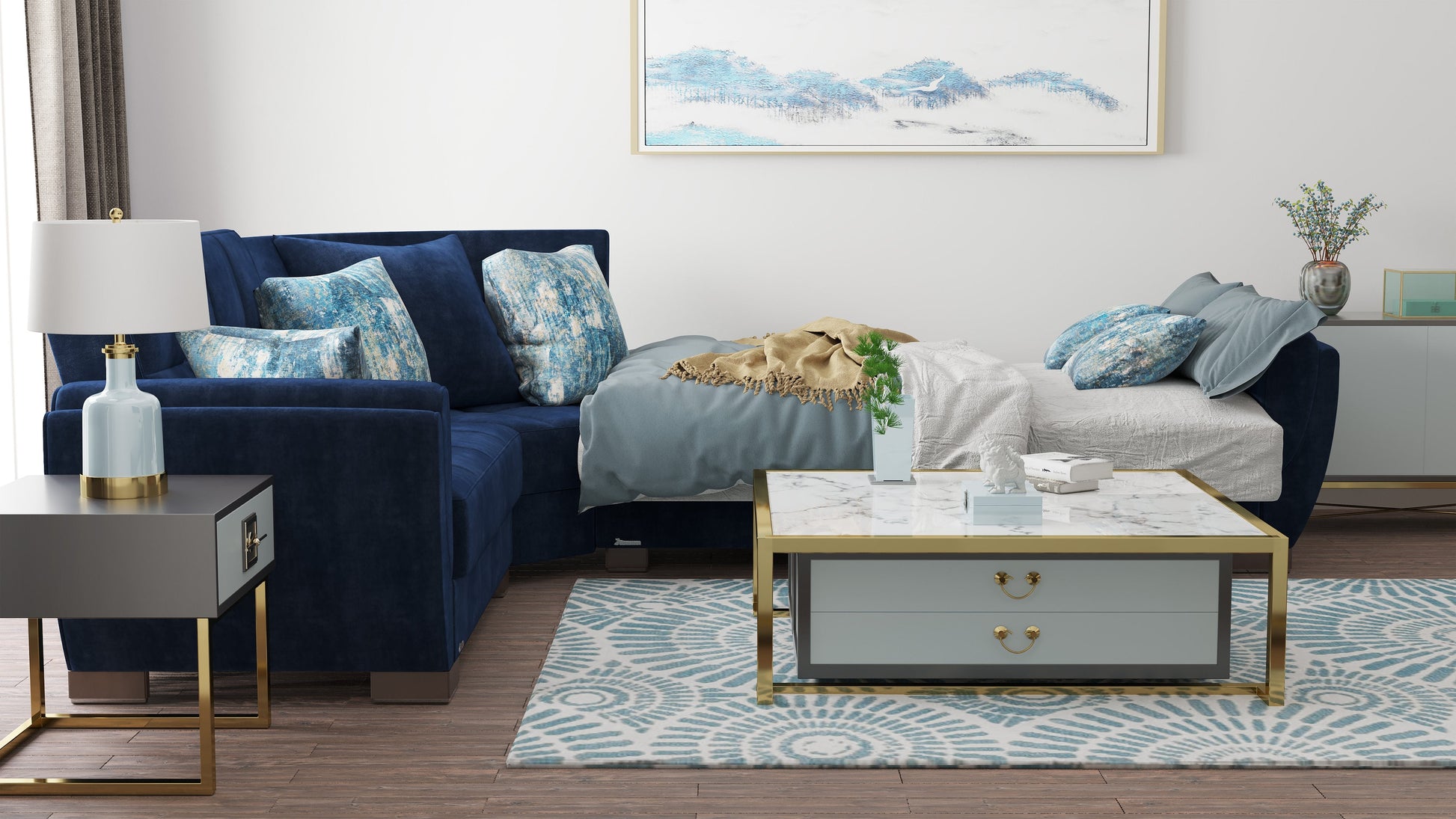 Ottomanson Armada Air Sectional Collection Convertible Sofa Bed