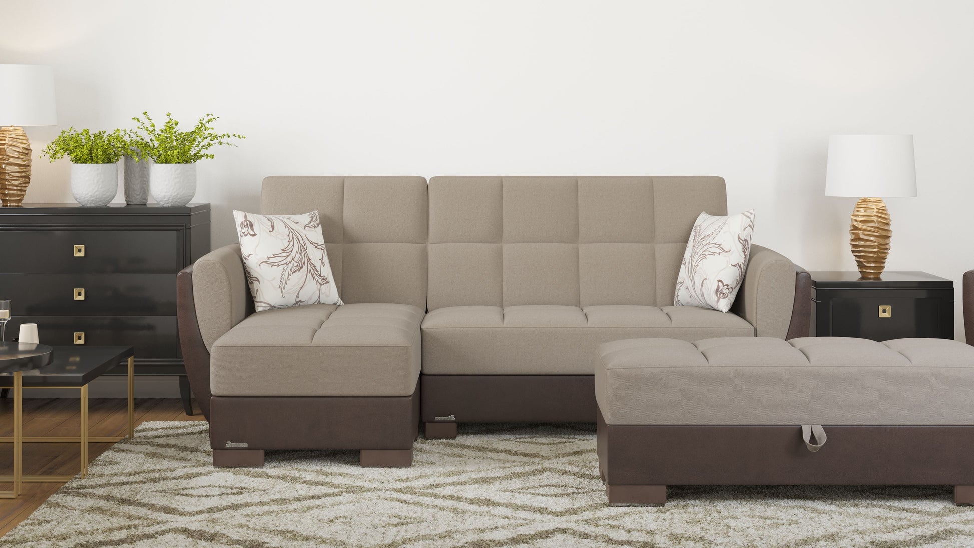 Ottomanson Armada Air Lounge Sectional Collection Convertible Sofa Bed