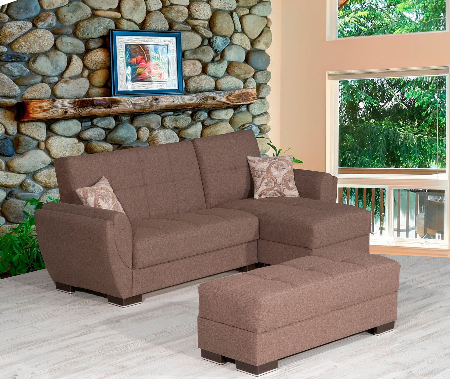 Ottomanson Armada Air Lounge Sectional Collection Convertible Sofa Bed