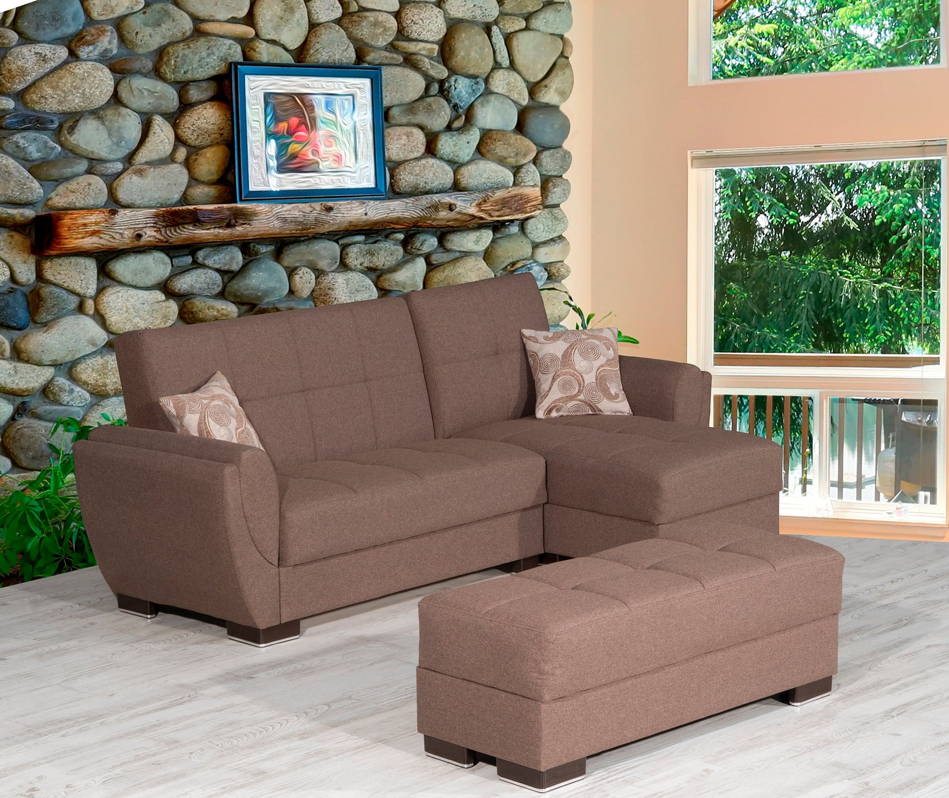 Ottomanson Armada Air Lounge Sectional Collection Convertible Sofa Bed