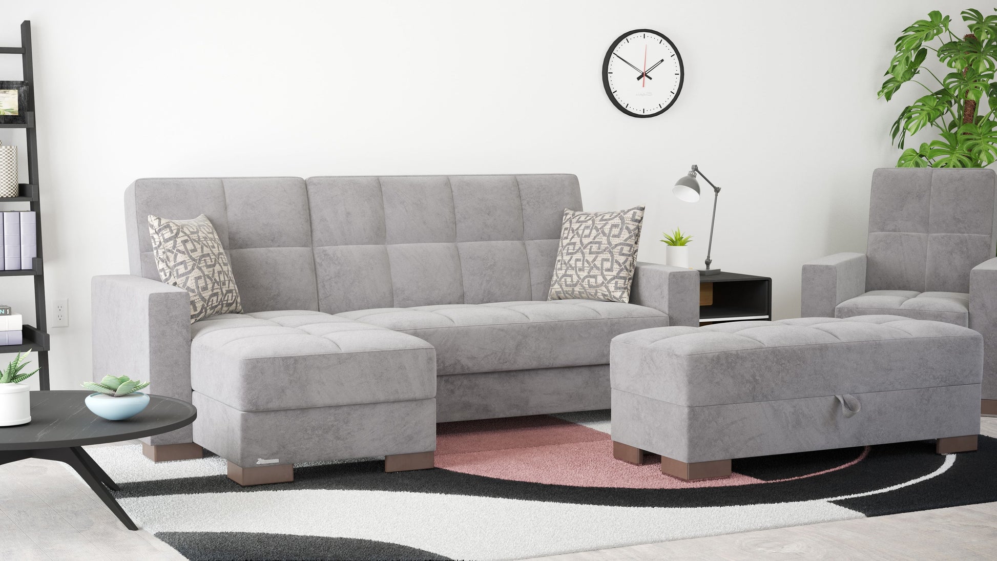 Ottomanson Armada Lounge Sectional Collection Convertible Sofa Bed