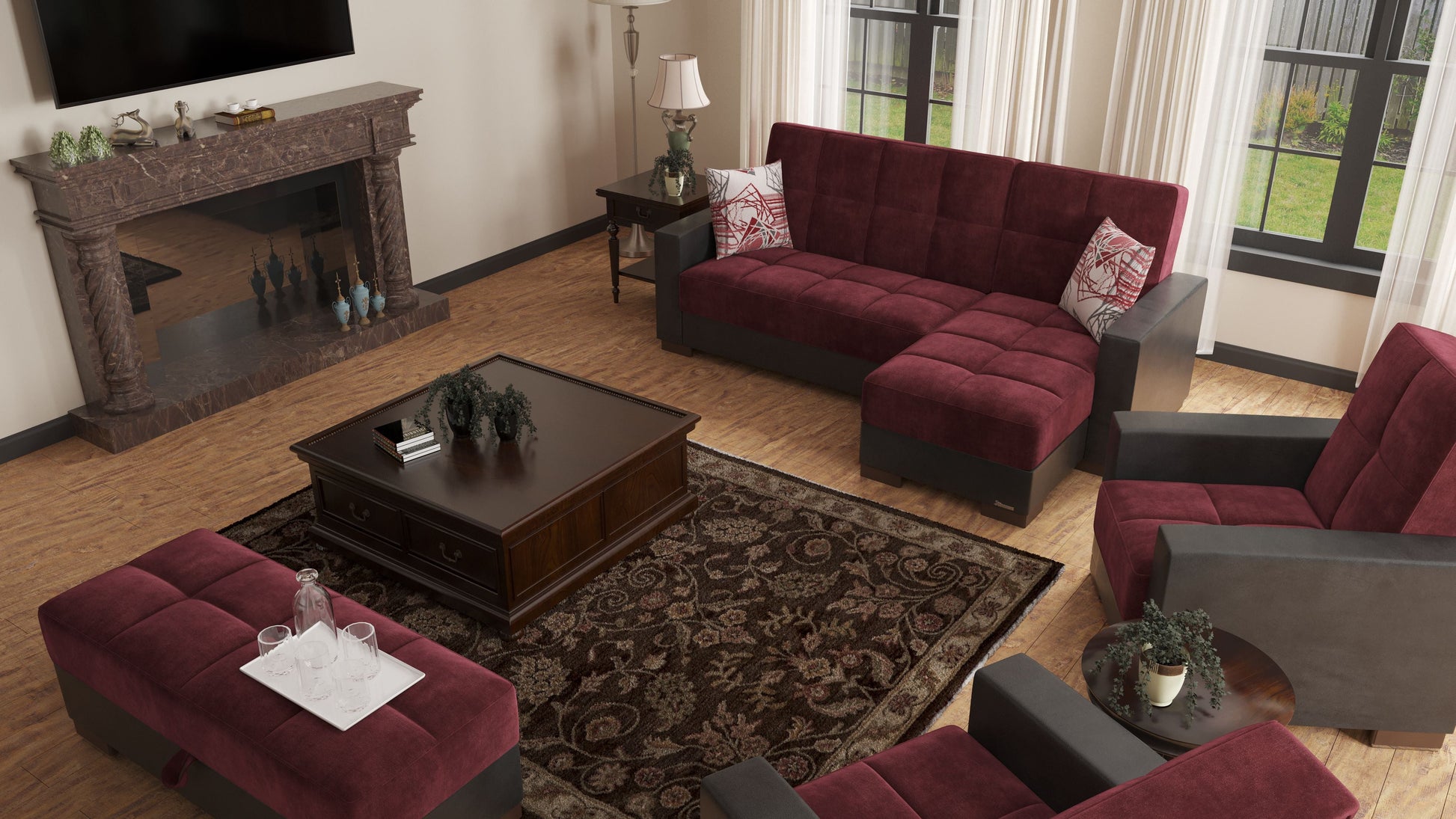 Ottomanson Armada Lounge Sectional Collection Convertible Sofa Bed