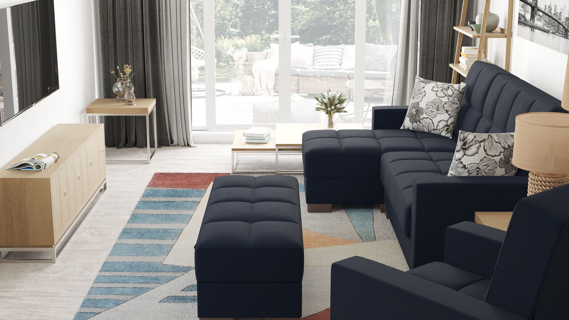 Ottomanson Armada Lounge Sectional Collection Convertible Sofa Bed