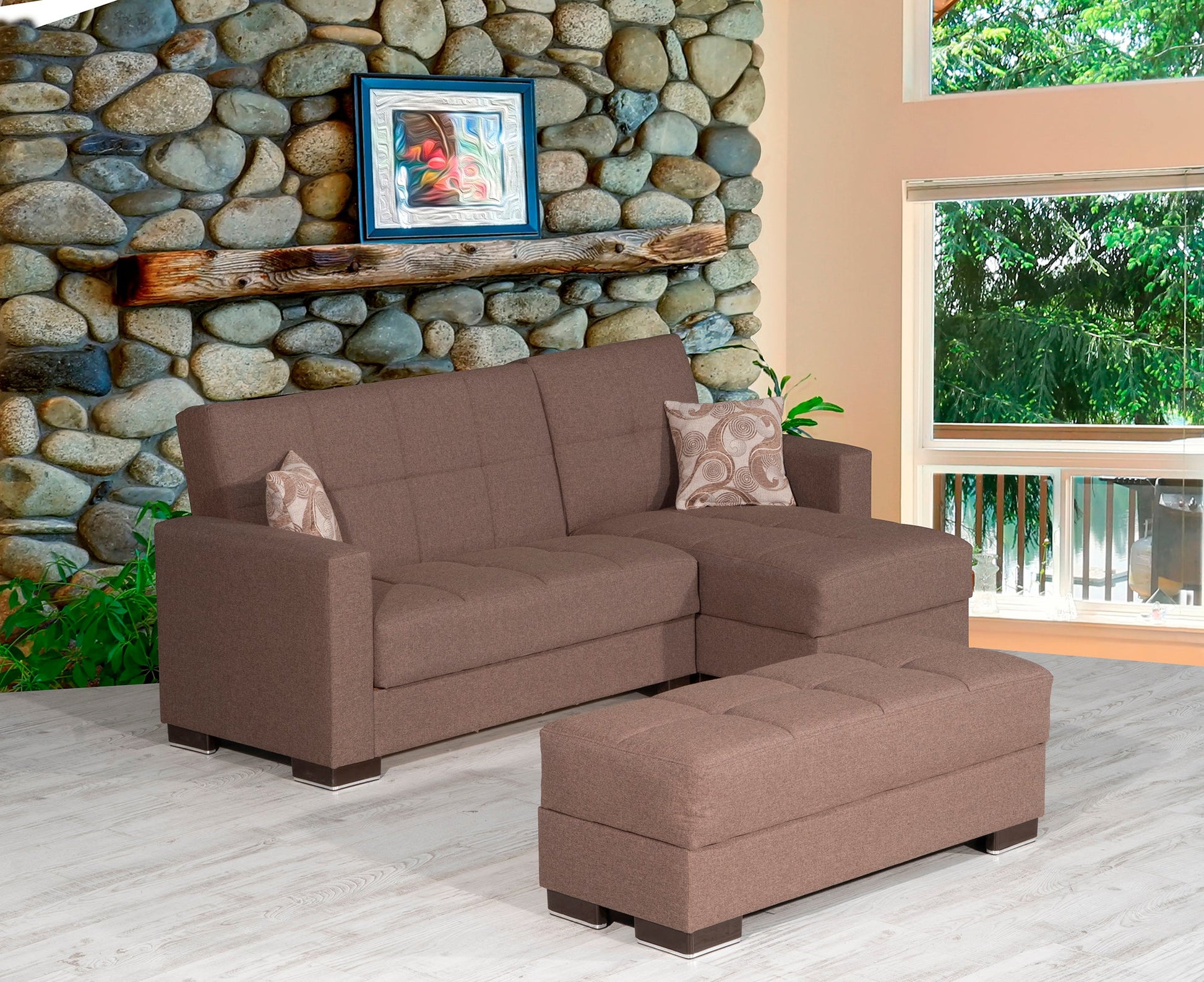 Ottomanson Armada Lounge Sectional Collection Convertible Sofa Bed