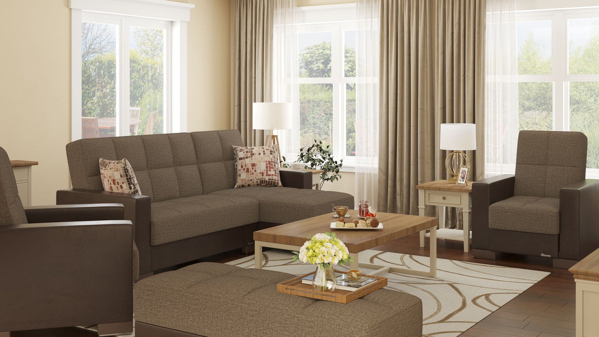 Ottomanson Armada Lounge Sectional Collection Convertible Sofa Bed