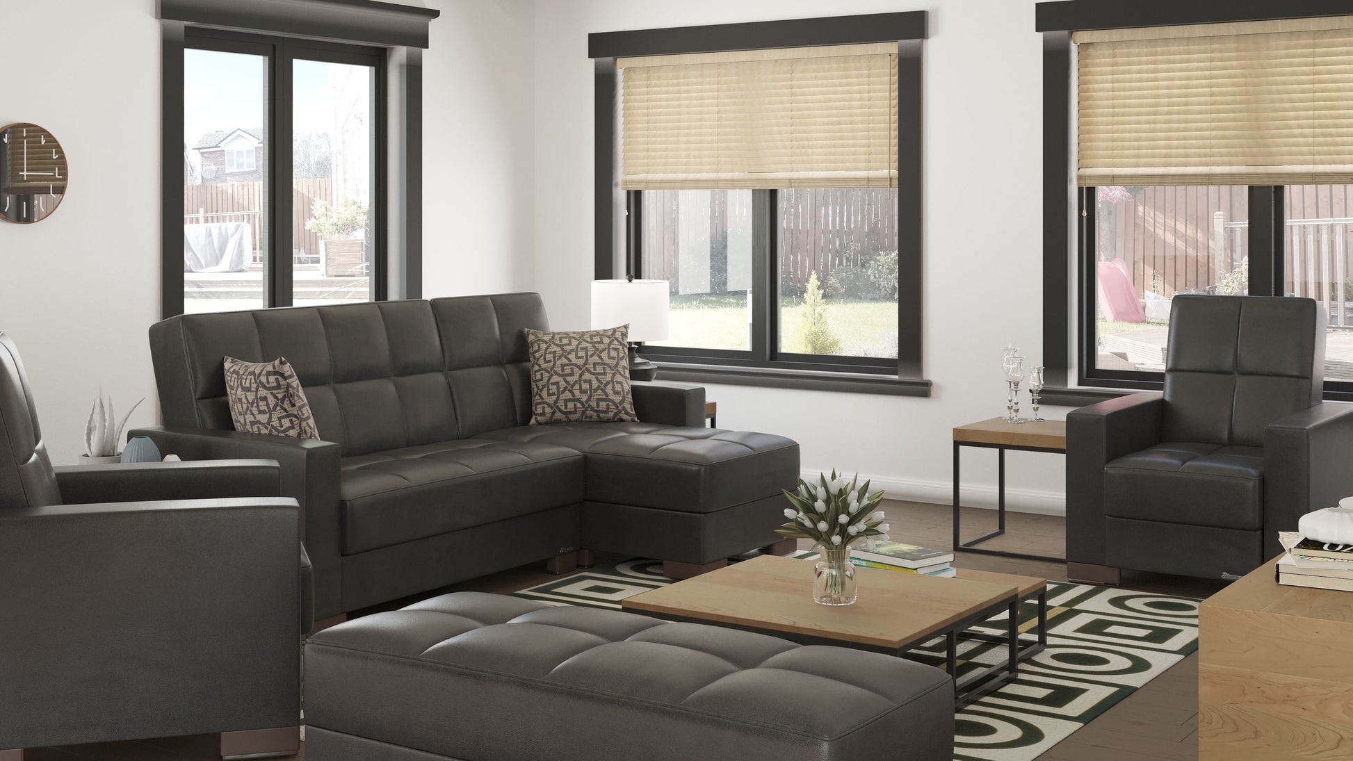Ottomanson Armada Lounge Sectional Collection Convertible Sofa Bed