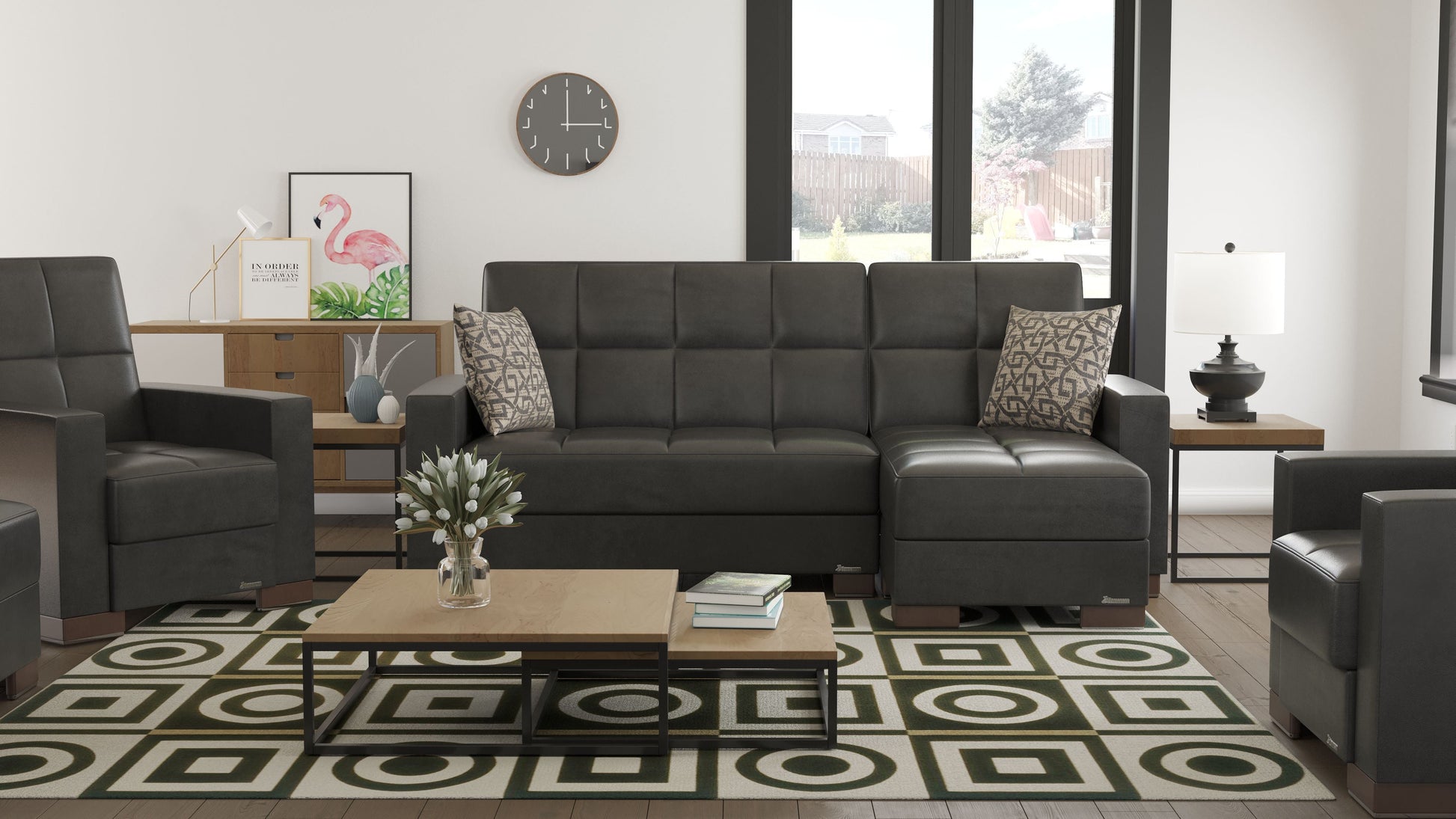 Ottomanson Armada Lounge Sectional Collection Convertible Sofa Bed