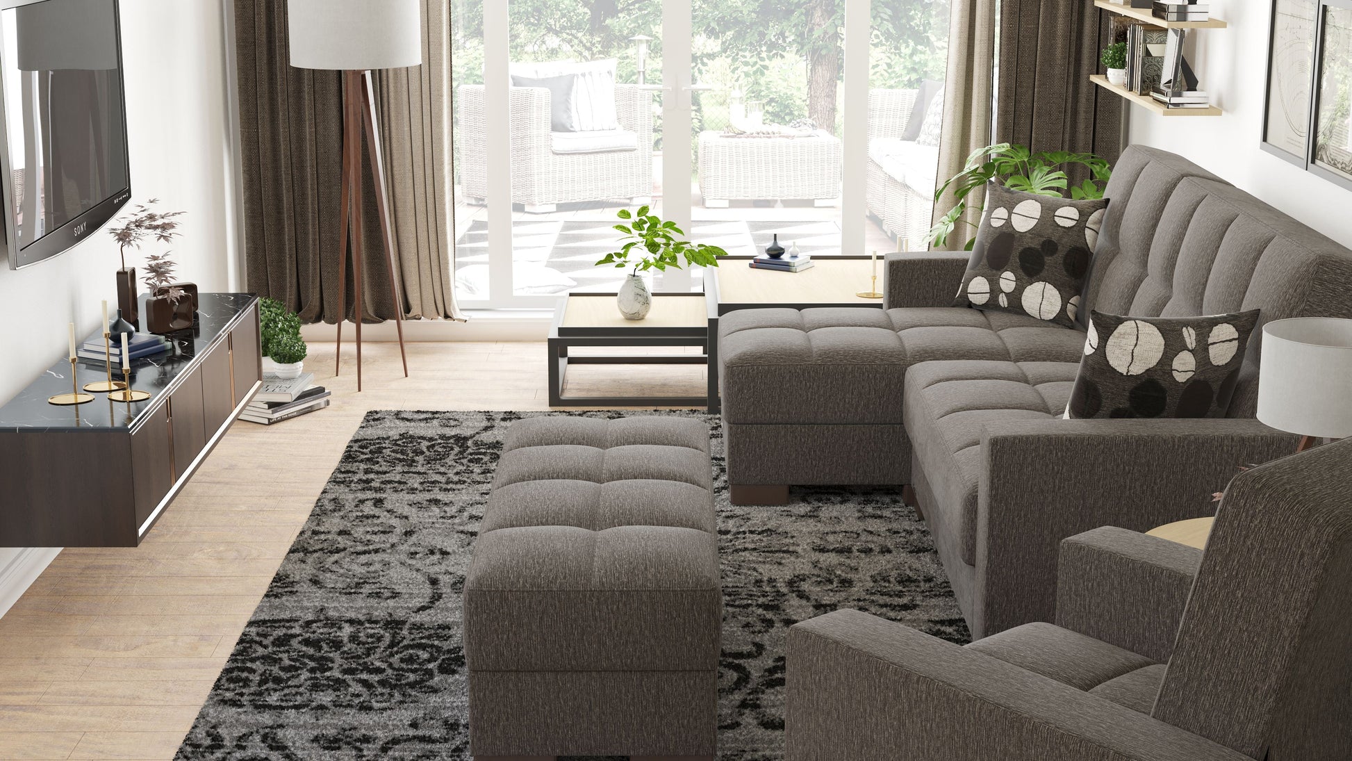 Ottomanson Armada Lounge Sectional Collection Convertible Sofa Bed