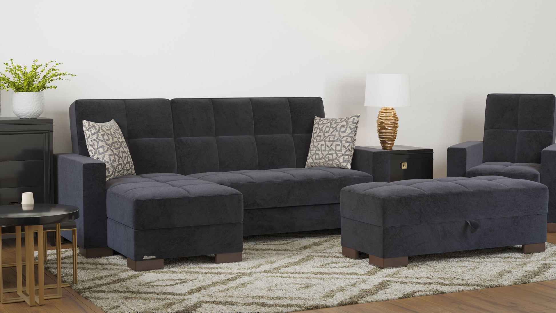 Ottomanson Armada Lounge Sectional Collection Convertible Sofa Bed