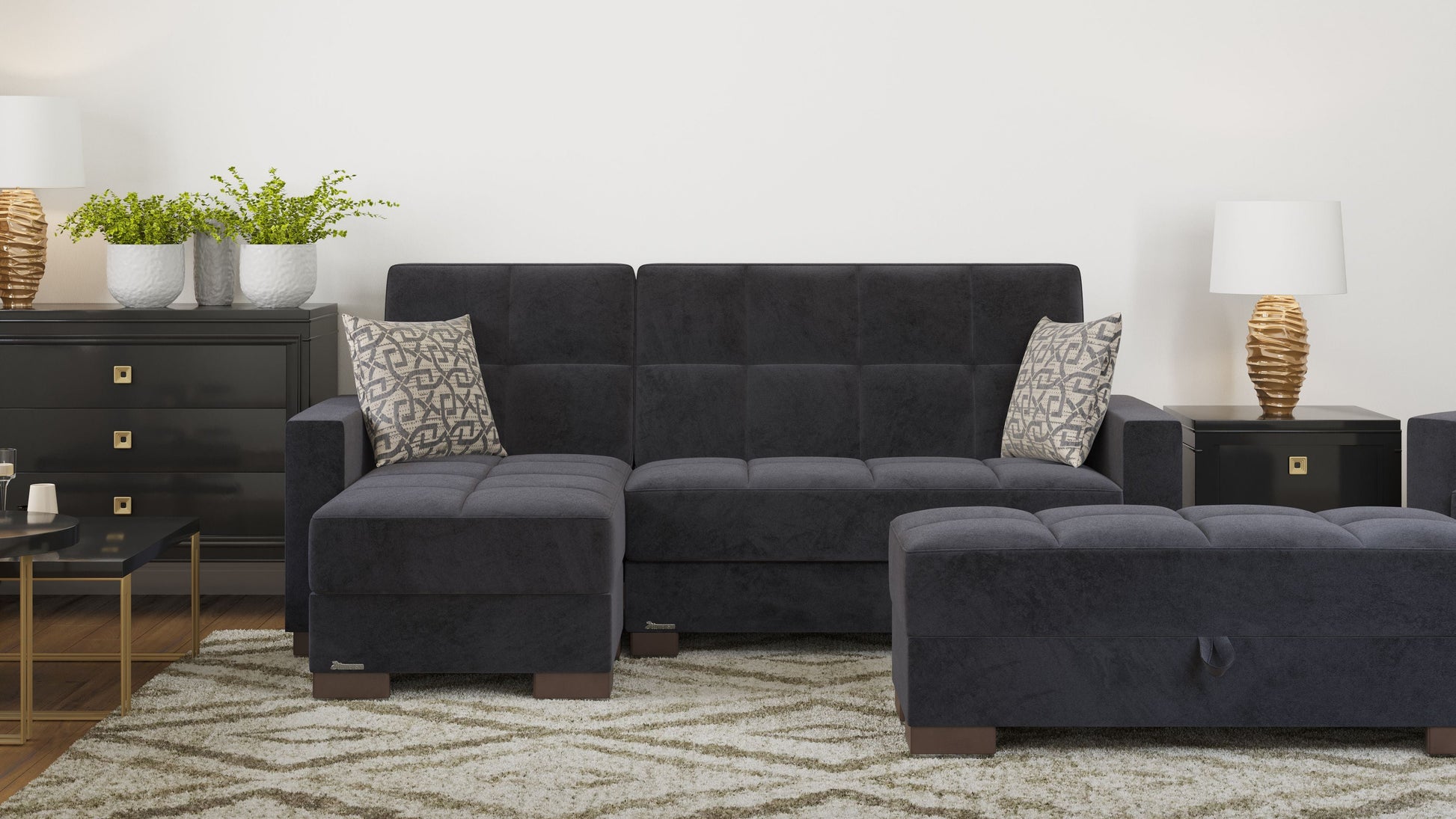 Ottomanson Armada Lounge Sectional Collection Convertible Sofa Bed