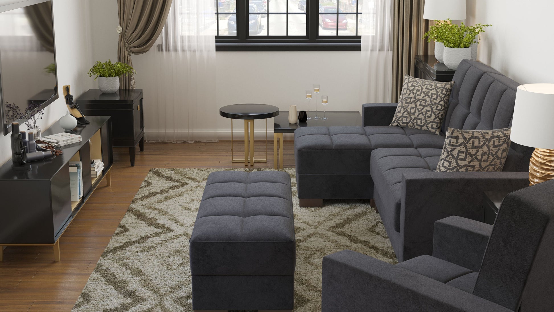 Ottomanson Armada Lounge Sectional Collection Convertible Sofa Bed