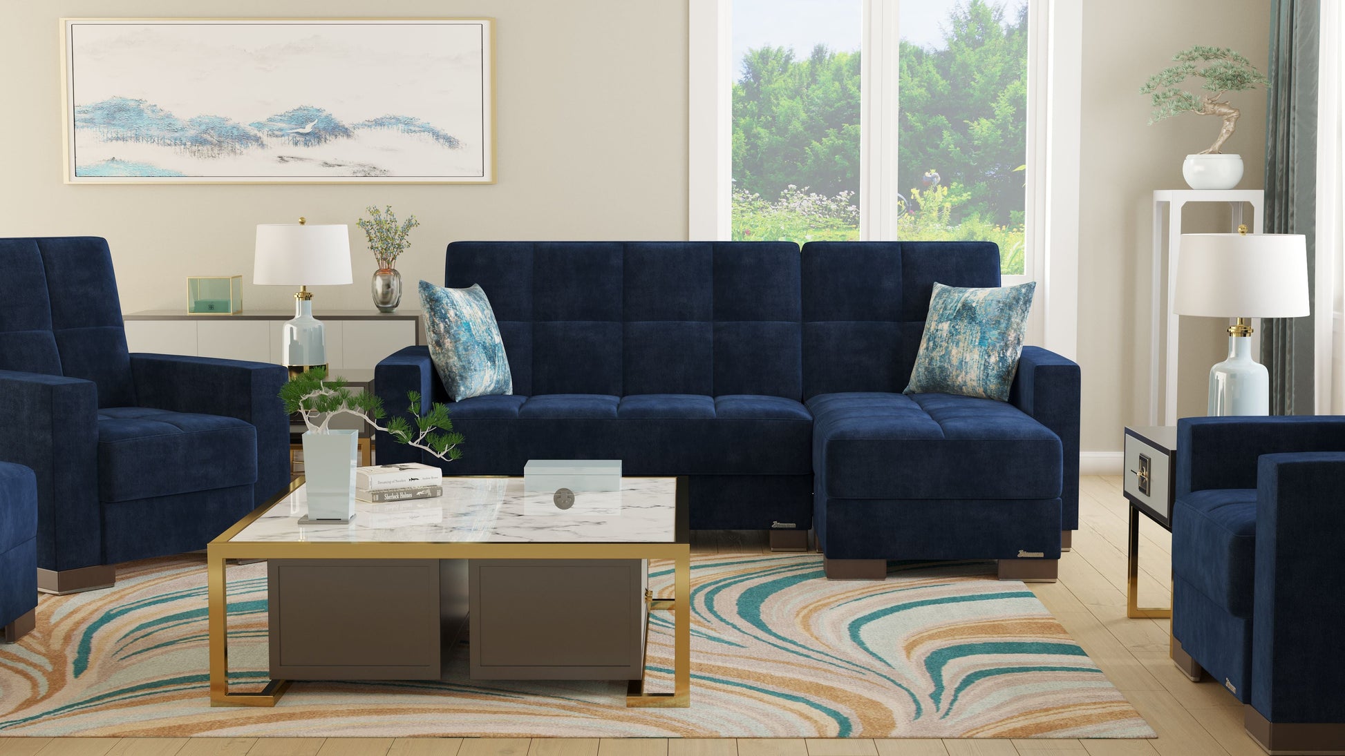 Ottomanson Armada Lounge Sectional Collection Convertible Sofa Bed
