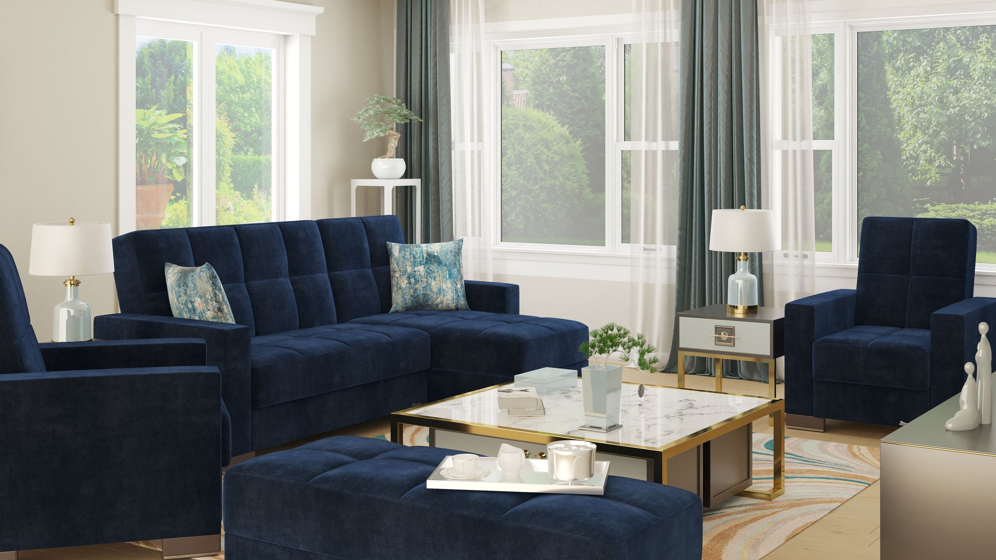 Ottomanson Armada Lounge Sectional Collection Convertible Sofa Bed