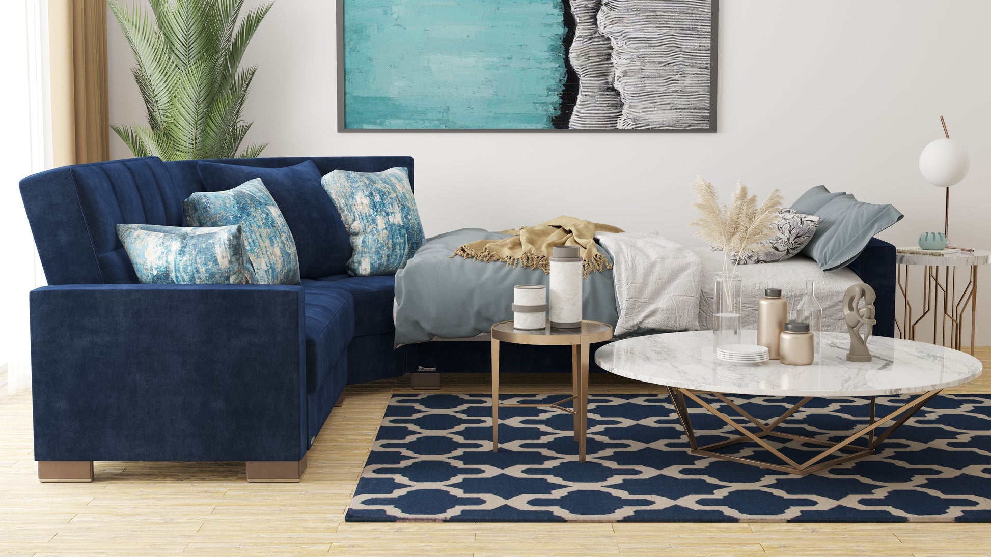 Ottomanson Armada Sectional Collection Convertible Sofa Bed