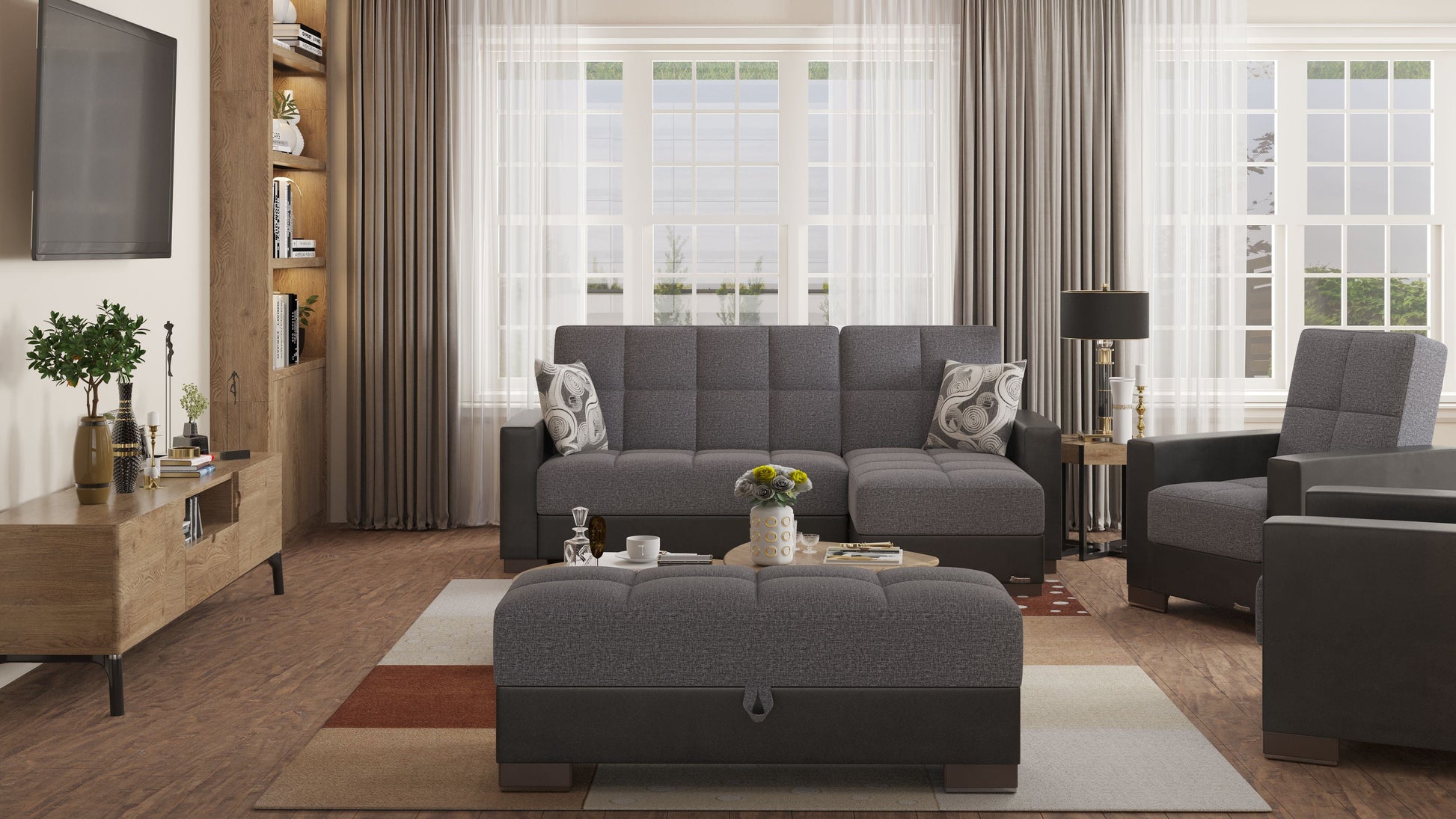 Ottomanson Armada Lounge Sectional Collection Convertible Sofa Bed