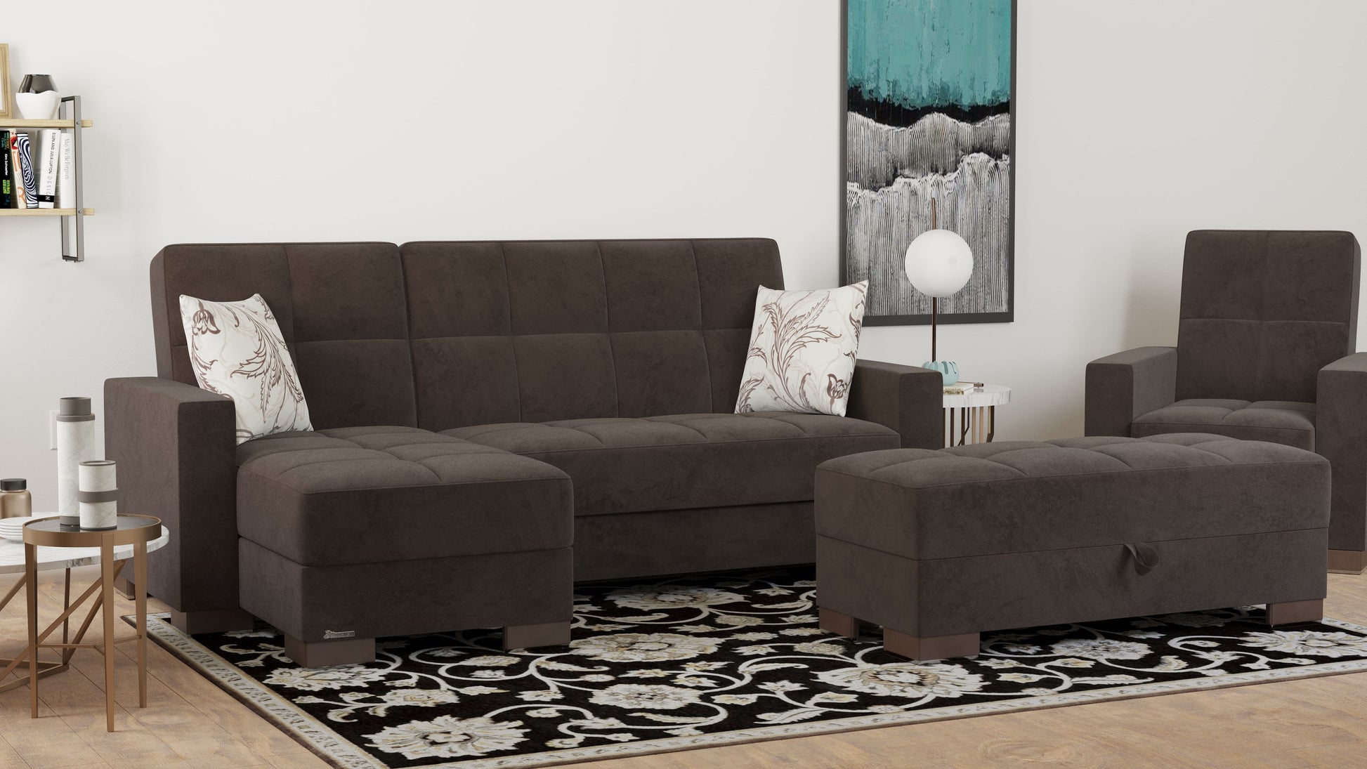 Ottomanson Armada Lounge Sectional Collection Convertible Sofa Bed