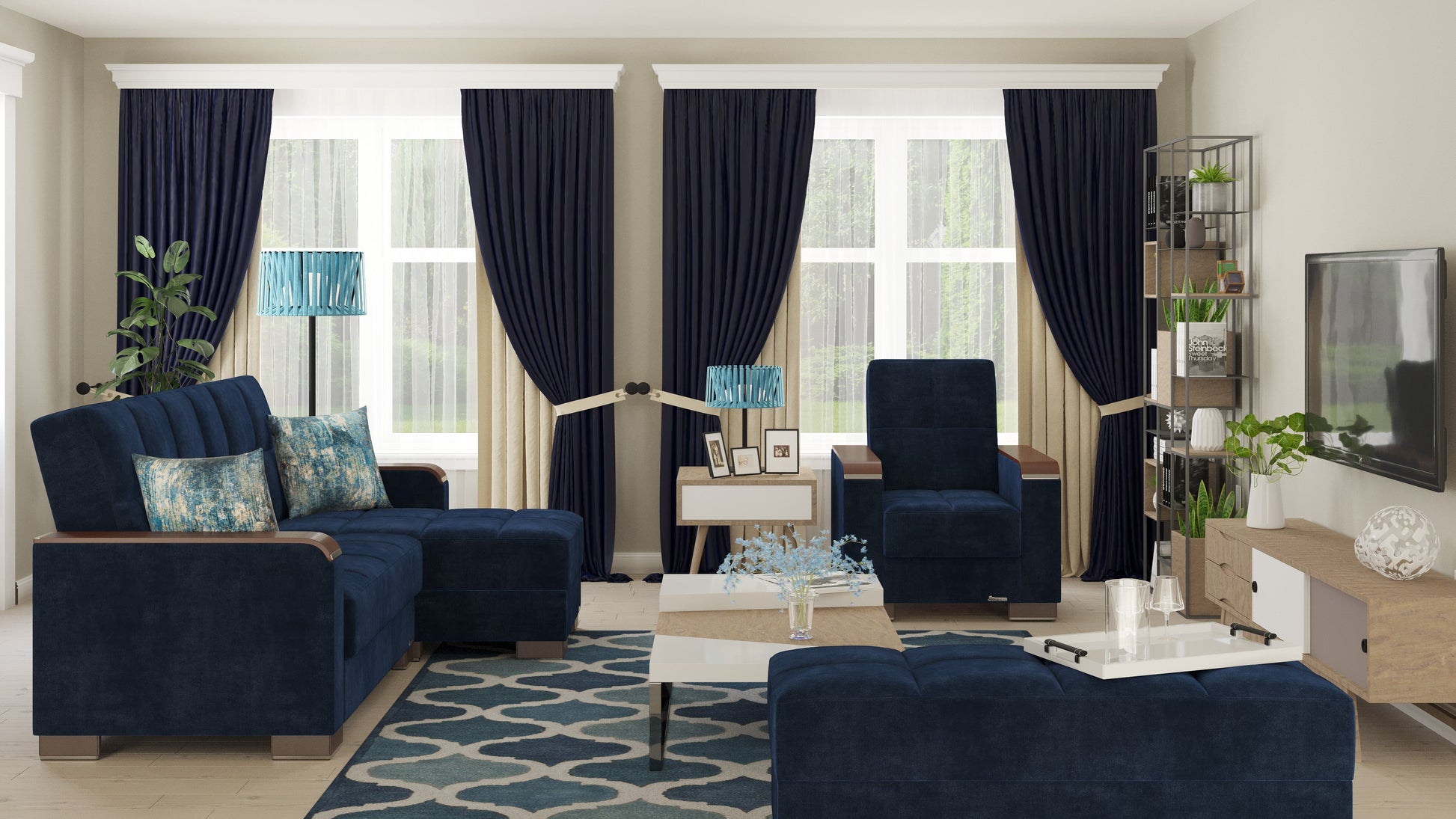 Ottomanson Armada X Lounge Sectional Collection Convertible Sofa Bed