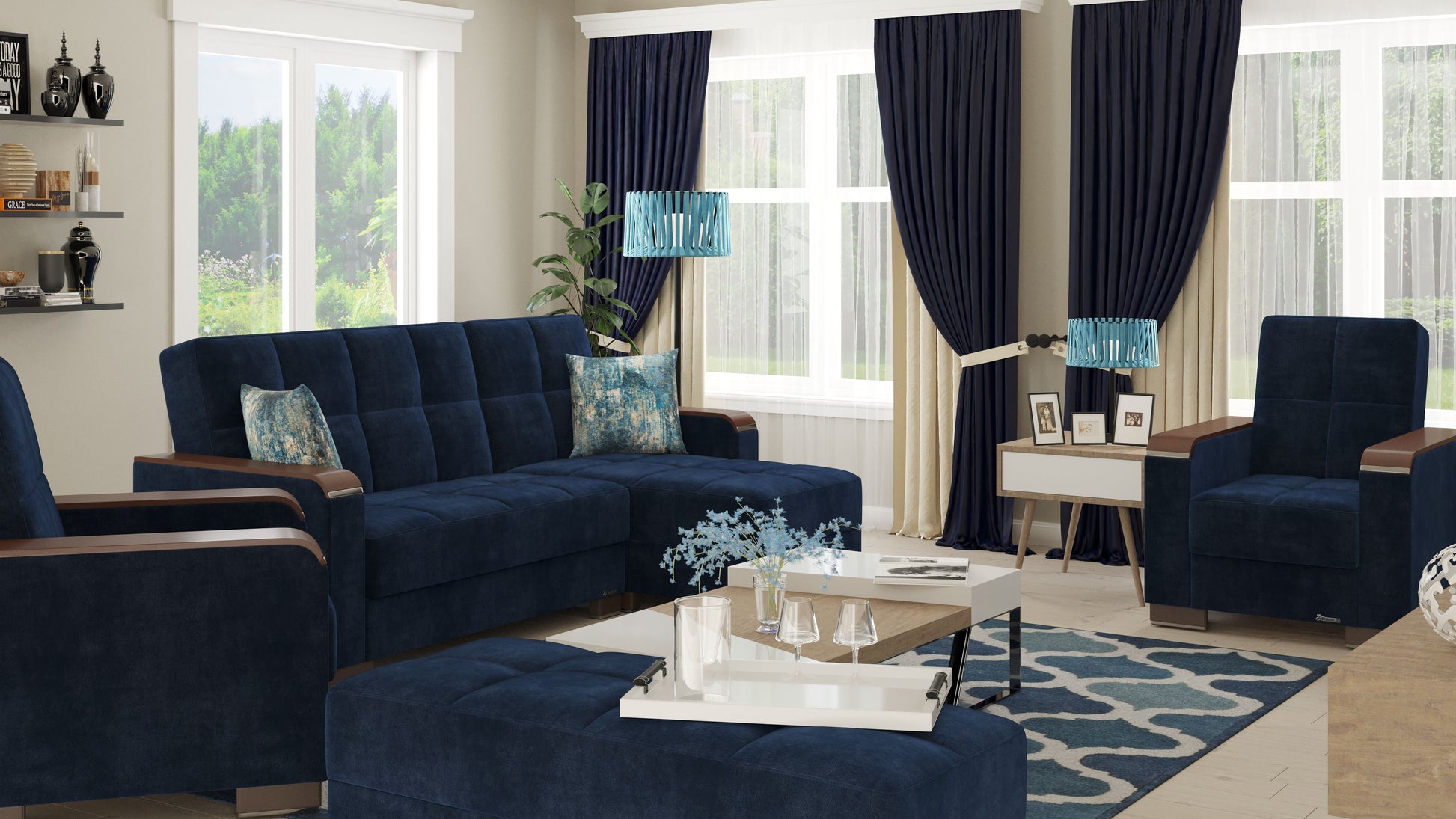 Ottomanson Armada X Lounge Sectional Collection Convertible Sofa Bed