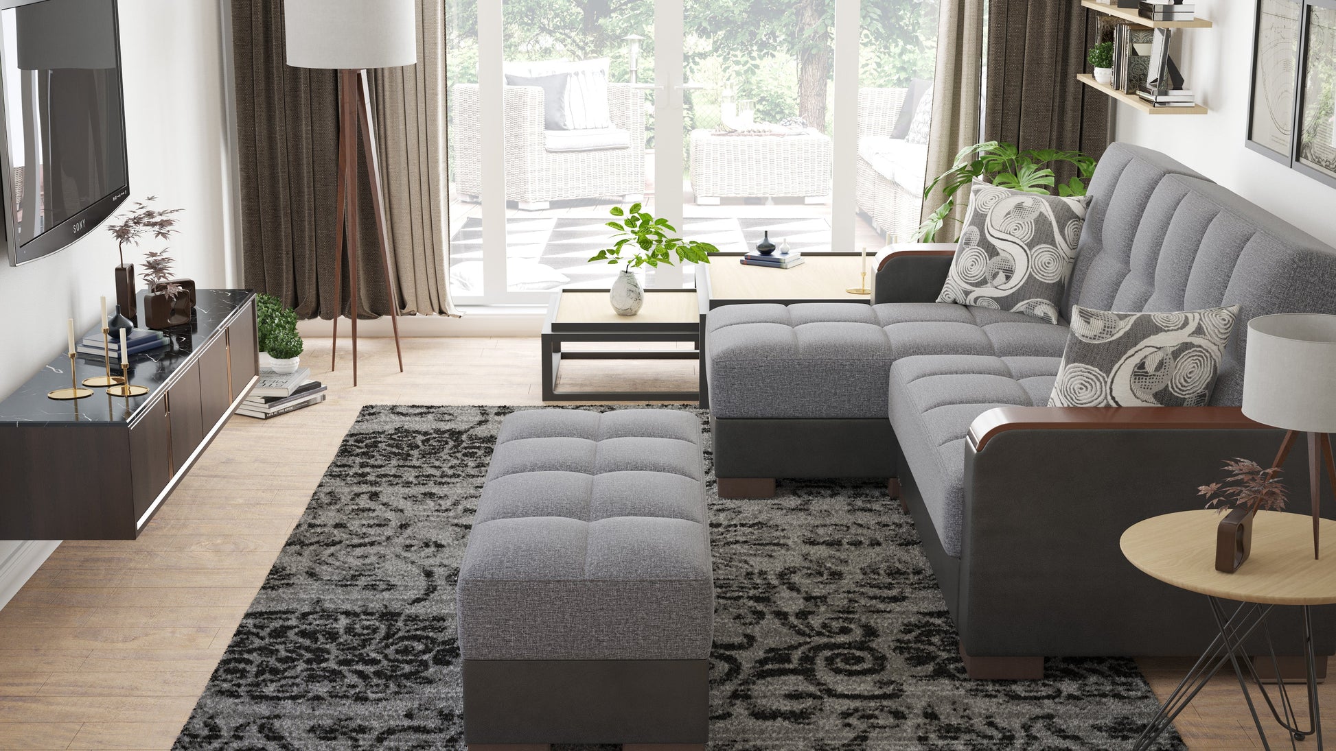 Ottomanson Armada X Lounge Sectional Collection Convertible Sofa Bed