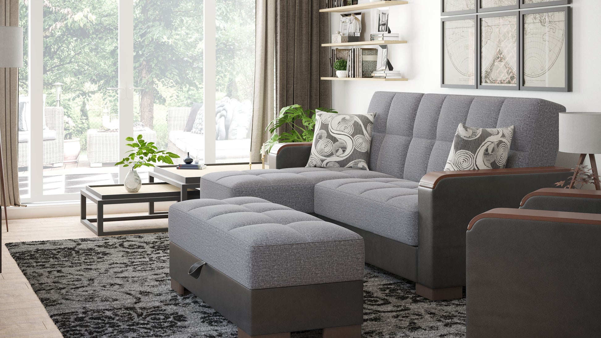 Ottomanson Armada X Lounge Sectional Collection Convertible Sofa Bed