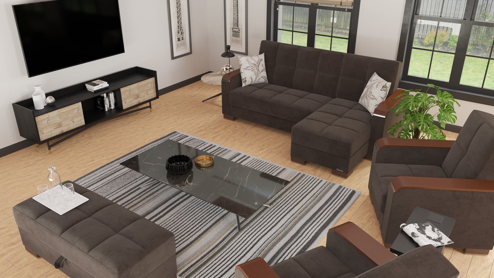 Ottomanson Armada X Lounge Sectional Collection Convertible Sofa Bed