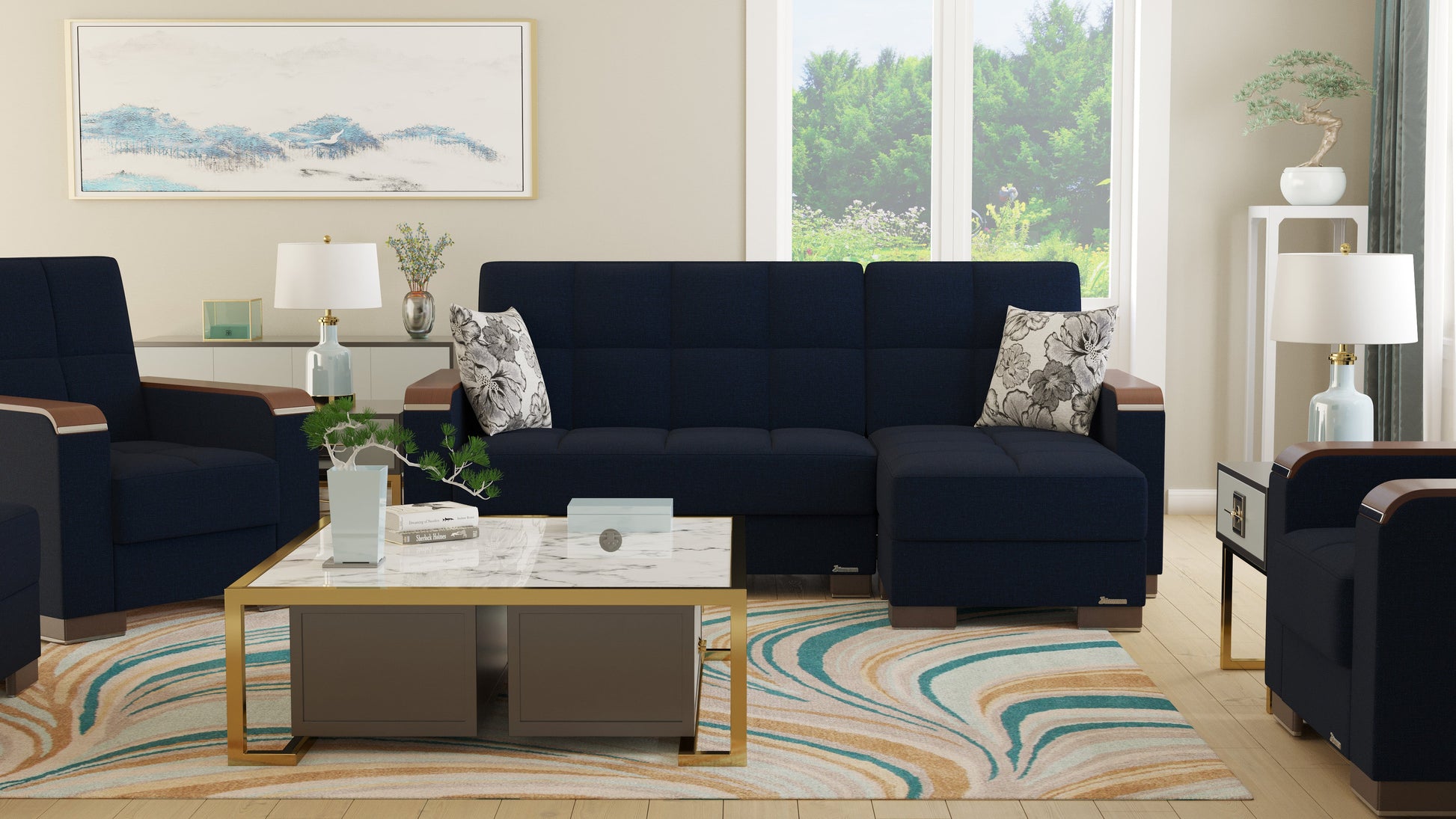 Ottomanson Armada X Lounge Sectional Collection Convertible Sofa Bed