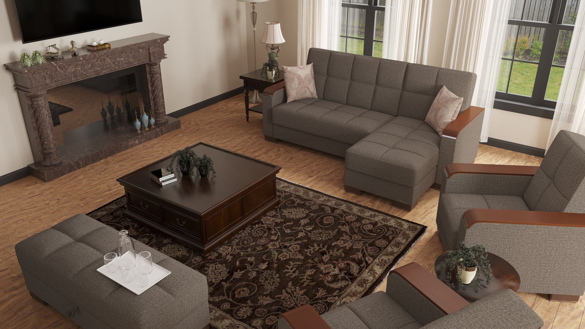 Ottomanson Armada X Lounge Sectional Collection Convertible Sofa Bed