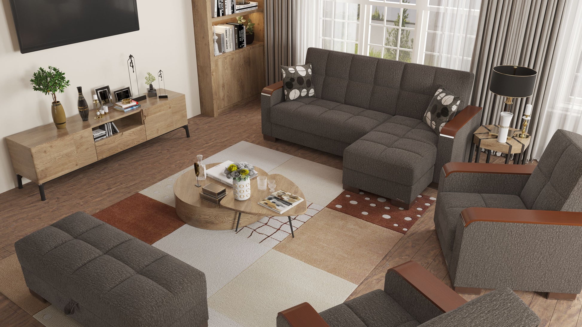 Ottomanson Armada X Lounge Sectional Collection Convertible Sofa Bed