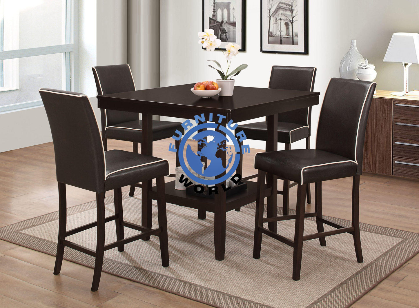 D1482 Brown Pu Chair Dining Set
