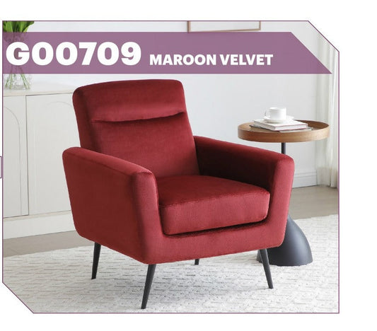 Maroon Velvet Accent Chair