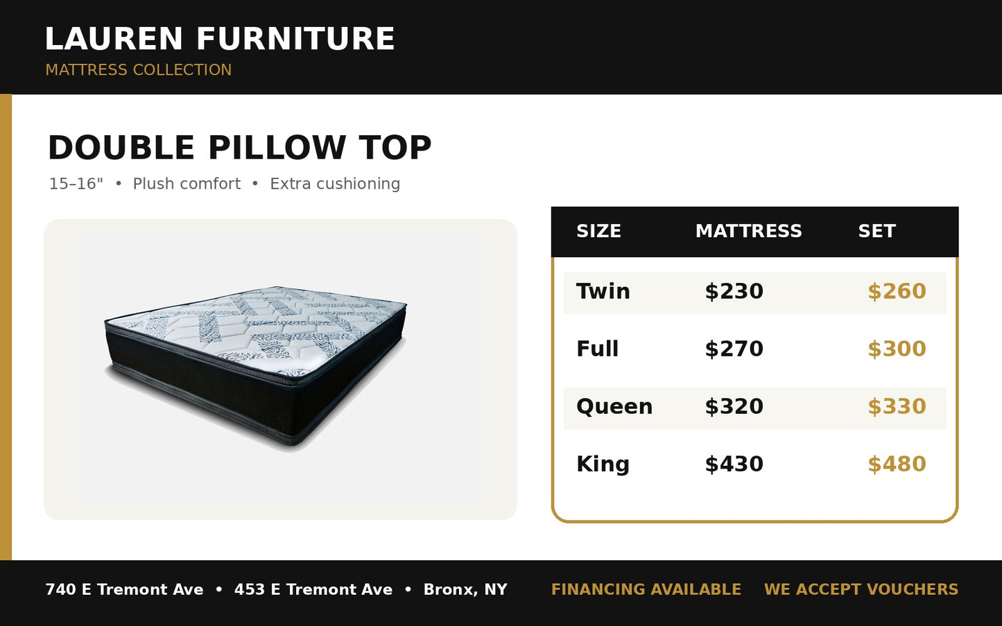 DOUBLE PILLOW TOP