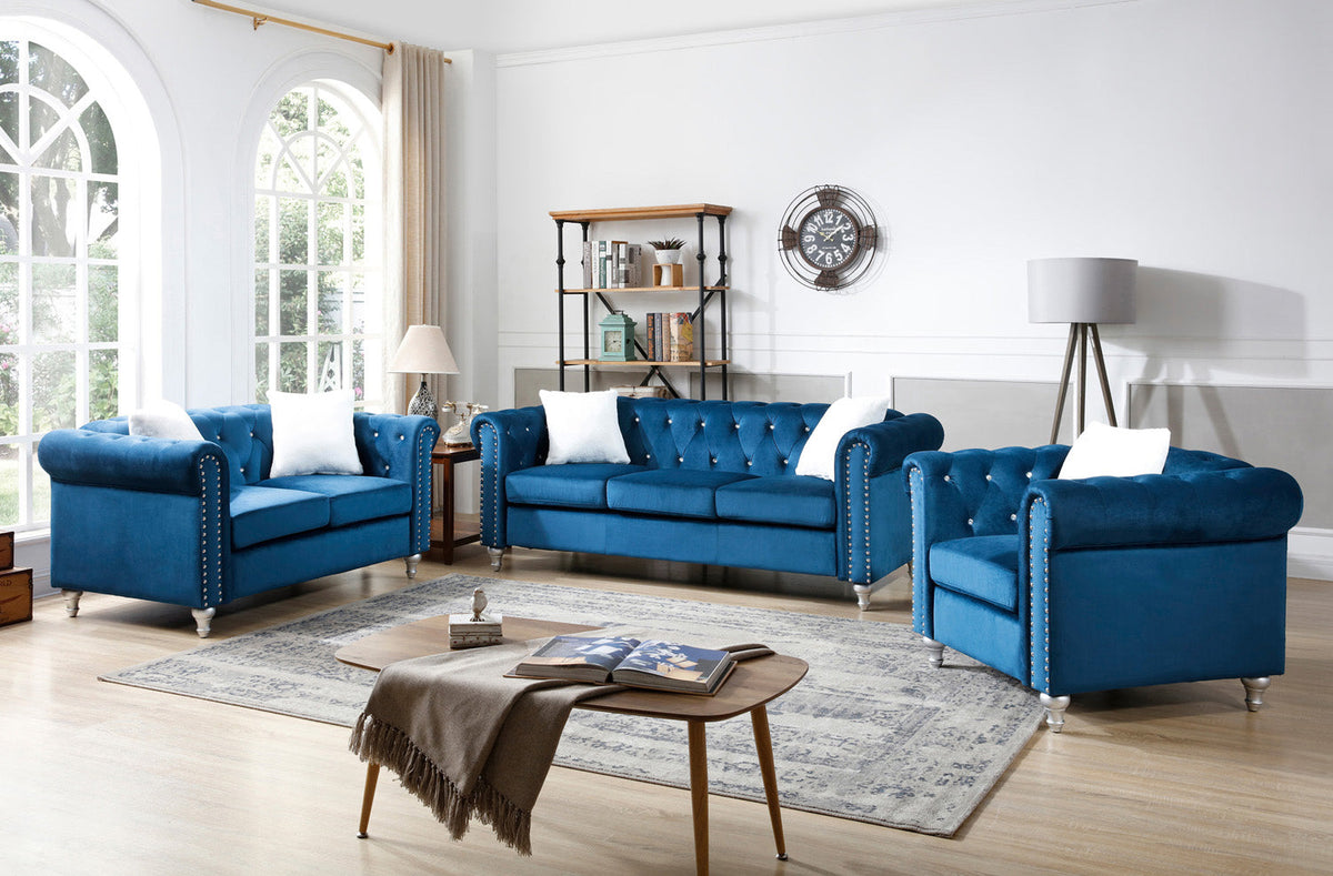 Raisa Navy Blue Living Room Set (G861A)